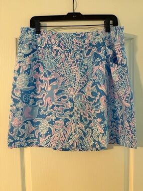 Lilly Pulitzer Blue & Pink Ocean-Print Mini Skort